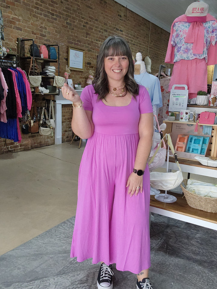 Bright Mauve Cropped Romper