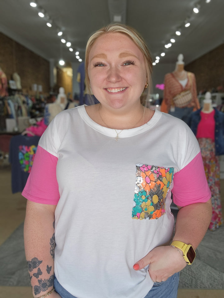 Sequin Pocket Top