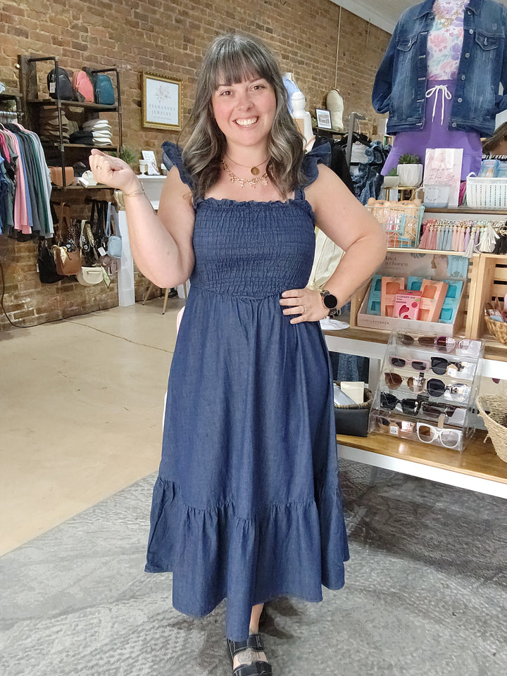 Dark Chambray Midi Dress