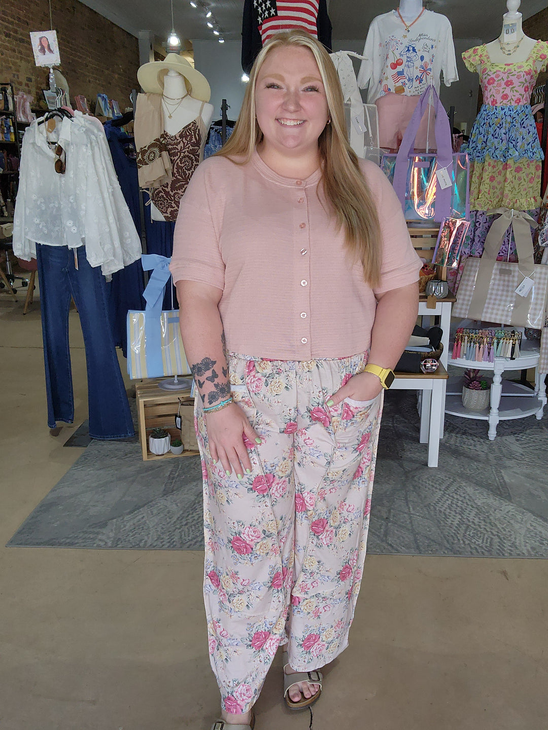 Vintage Floral French Terry Pants