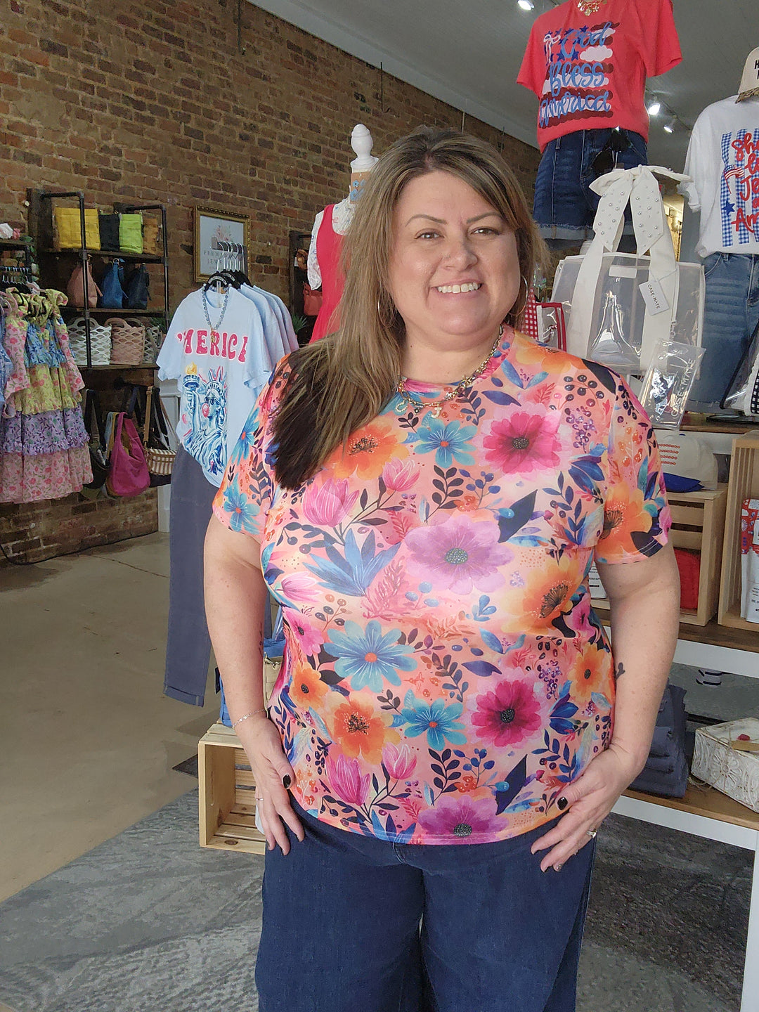 Summer Floral Mesh Top