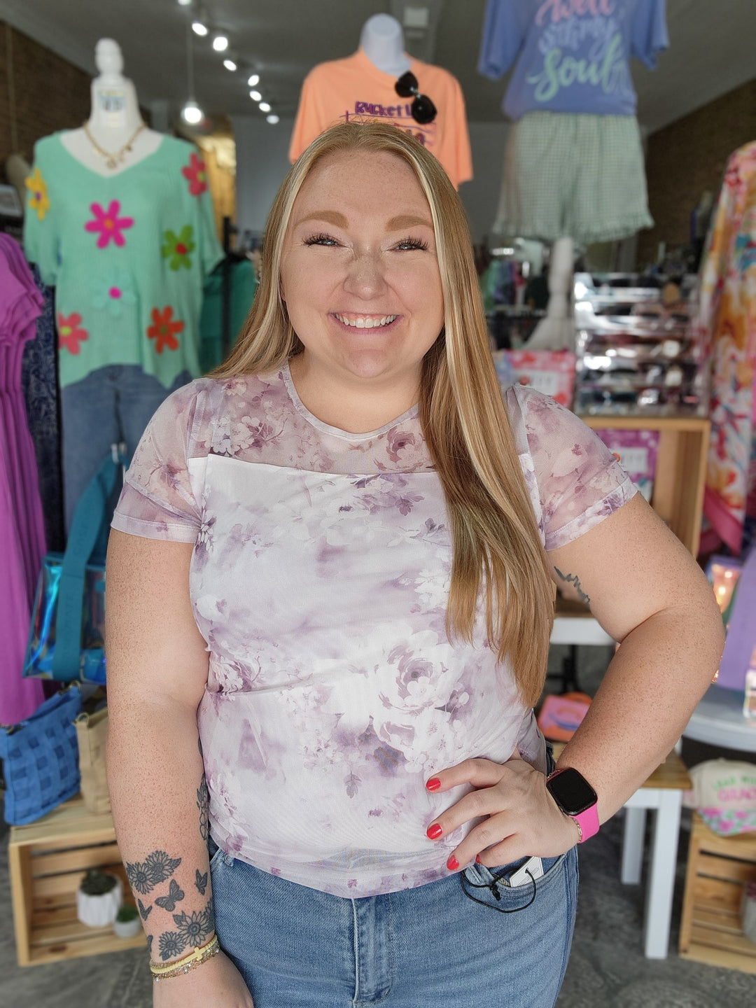Floral Mesh Top