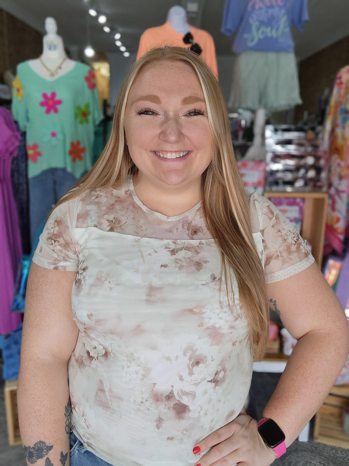 Floral Mesh Top