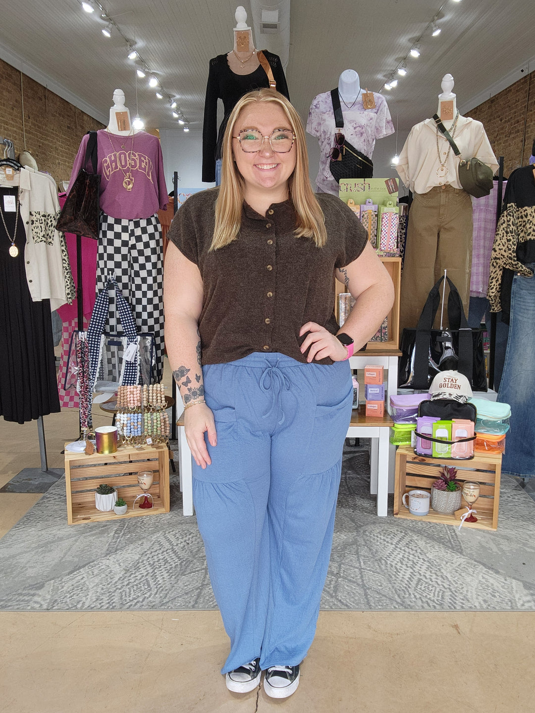 Wide Leg Crinkle Pants