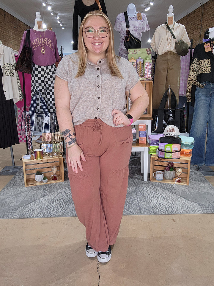 Wide Leg Crinkle Pants