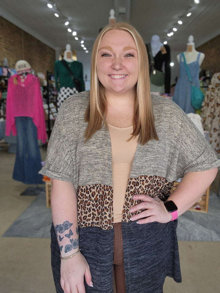 Leopard Colorblock Kimono