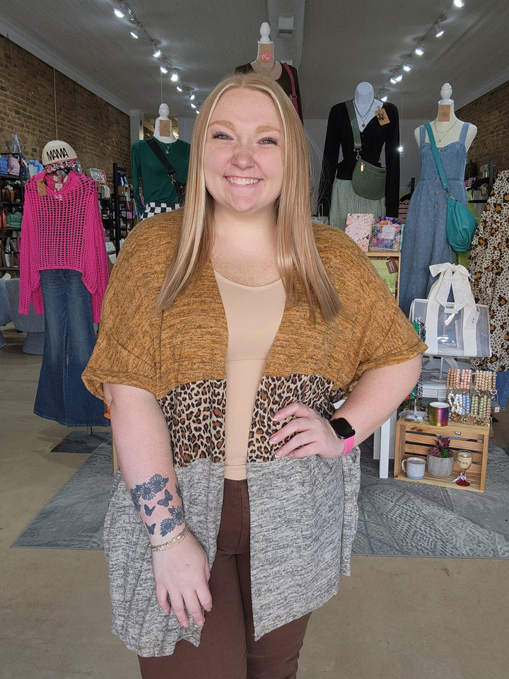 Leopard Colorblock Kimono