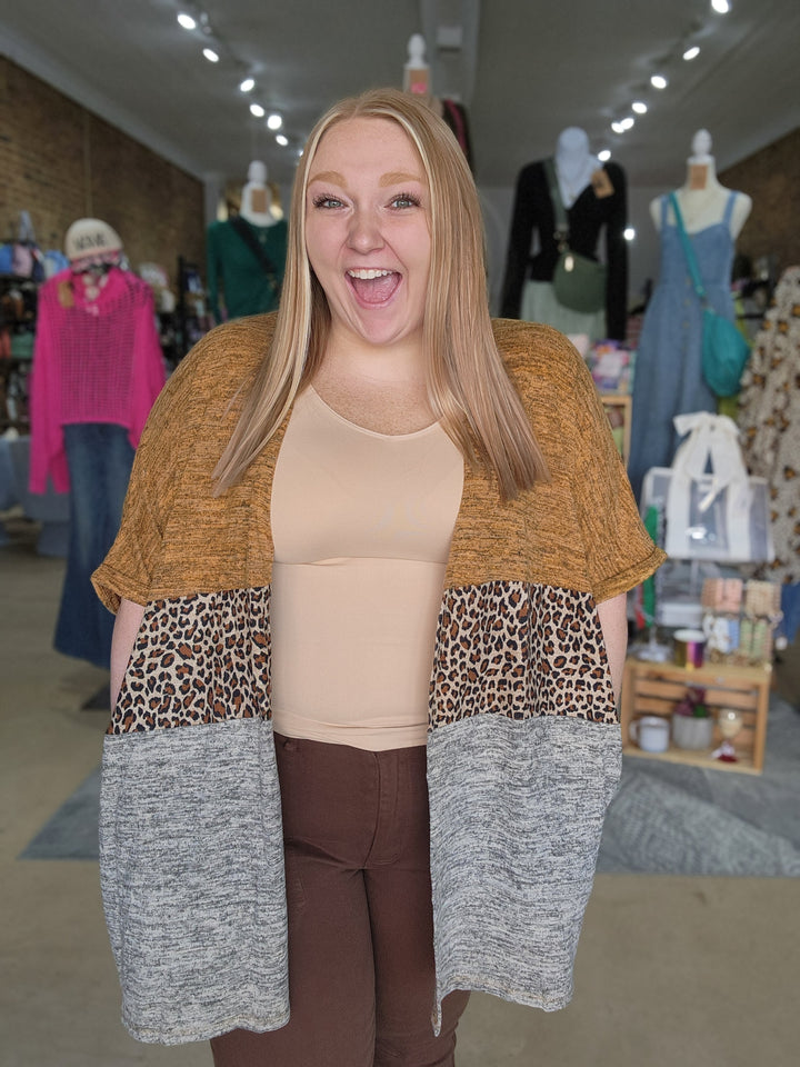 Leopard Colorblock Kimono