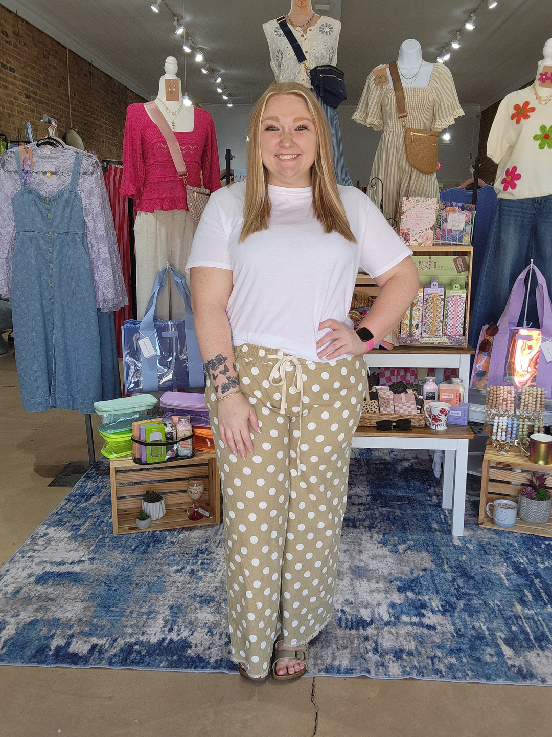 Polka Dot Wide Leg Jeans