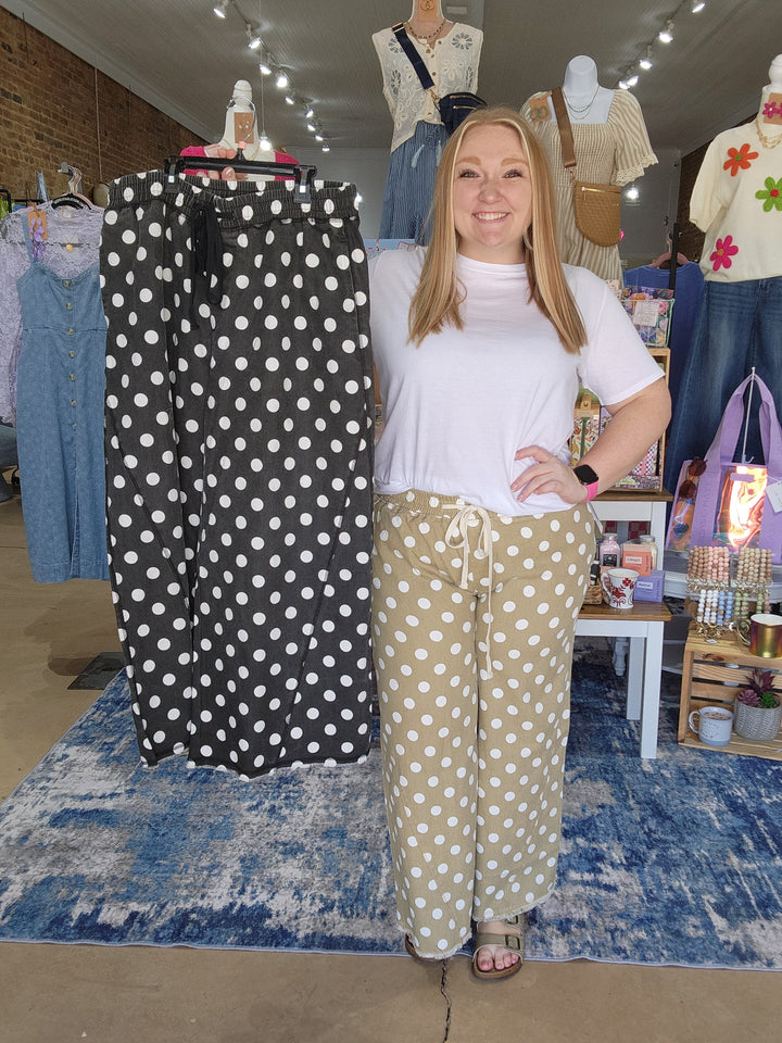 Polka Dot Wide Leg Jeans