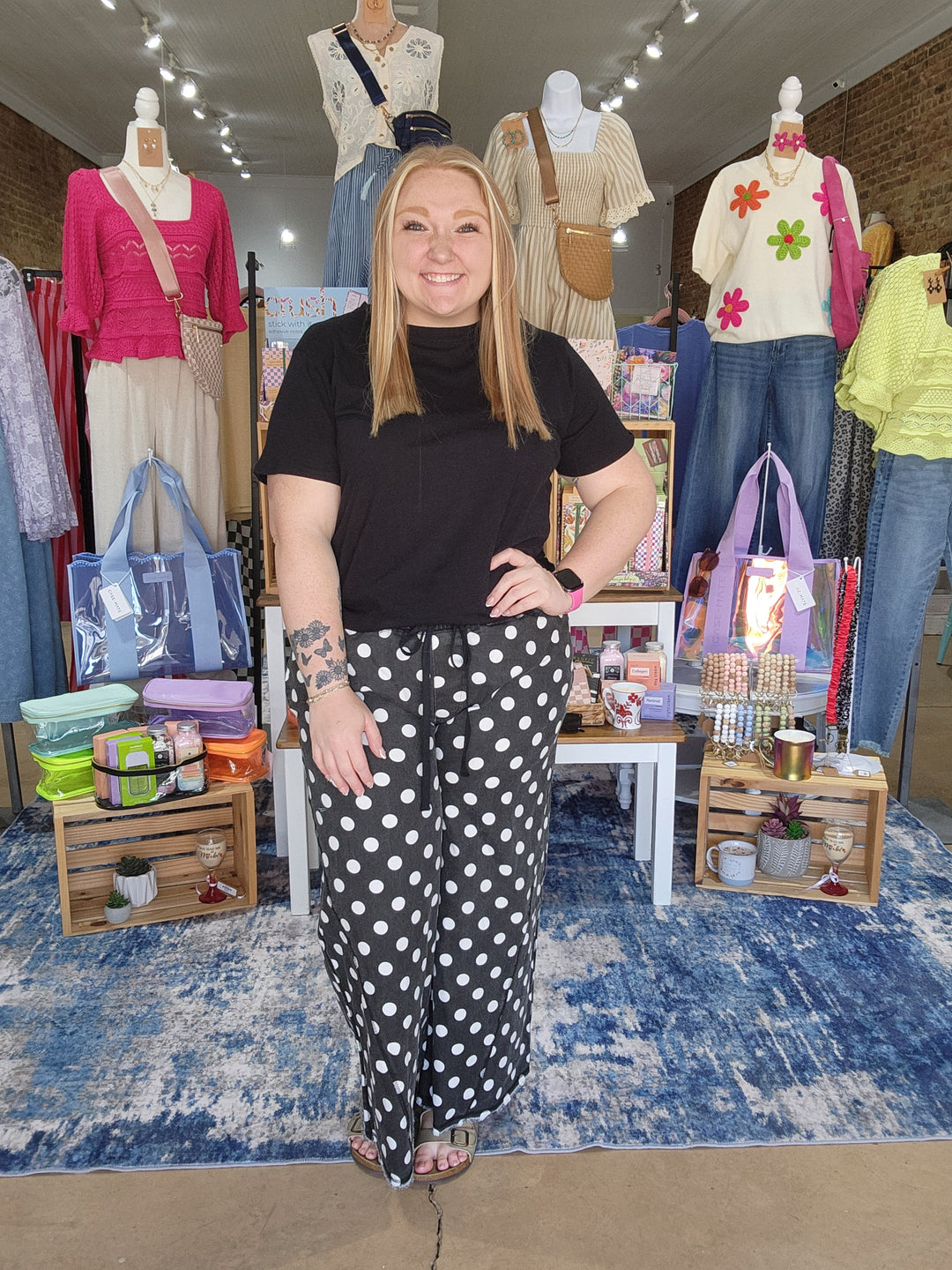 Polka Dot Wide Leg Jeans