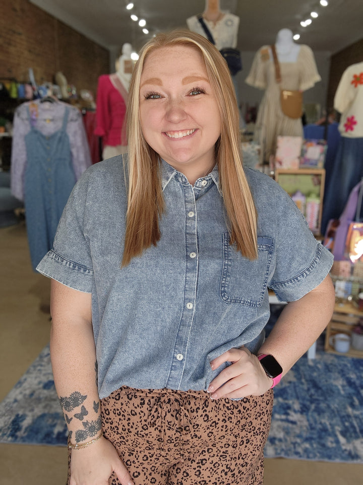 Mineral Wash Chambray Top