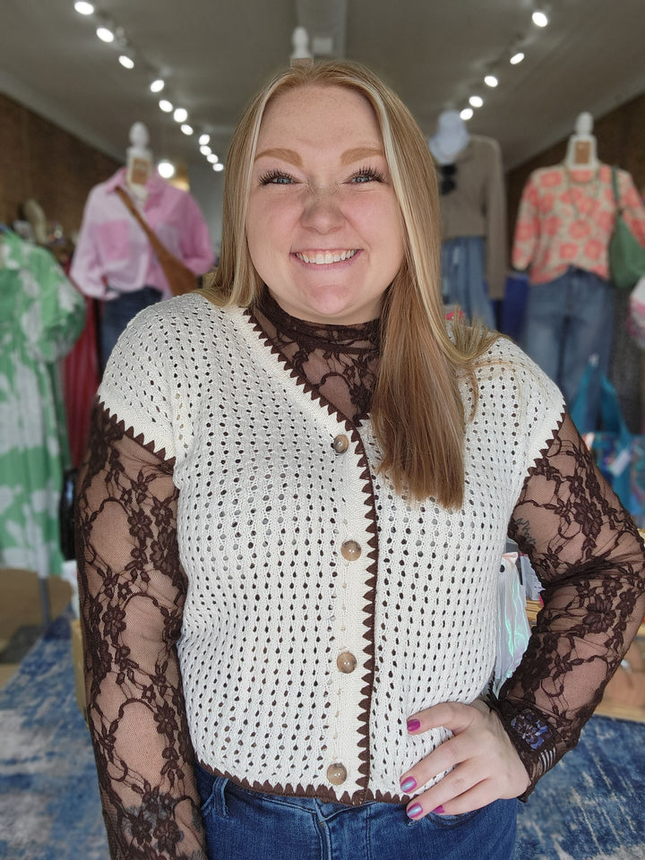 Contrast Stitch Crochet Cardigan