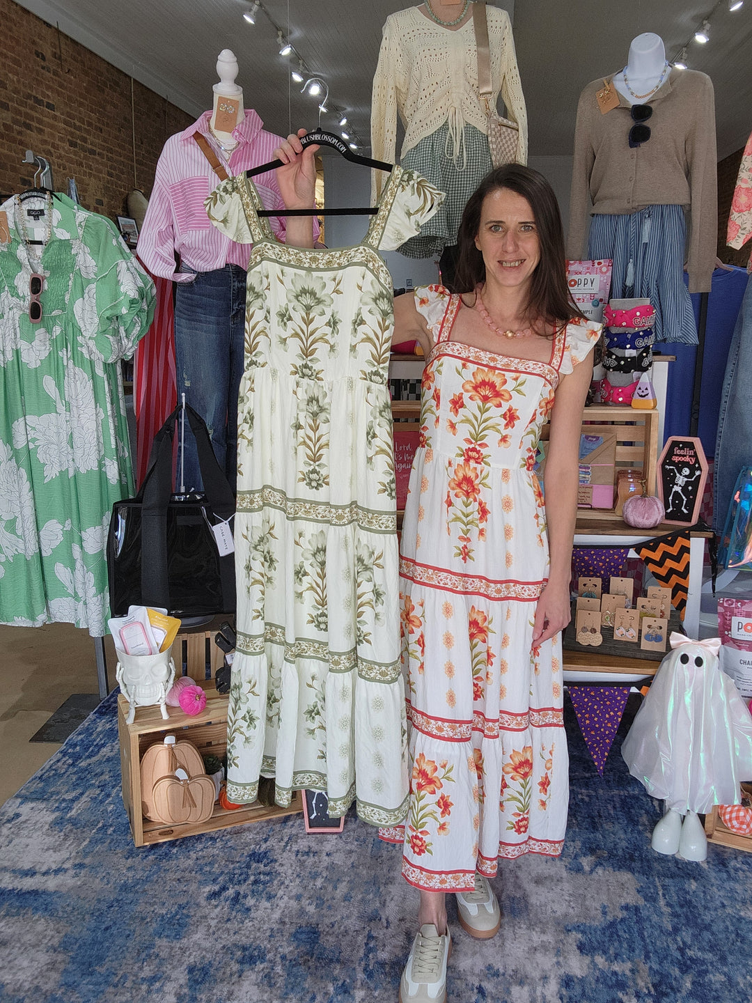 Abstract Floral Tiered Midi Dress