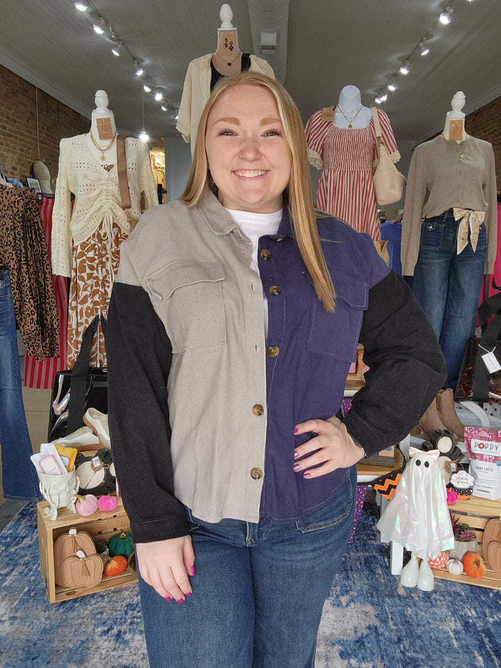 Corded Colorblock Shacket