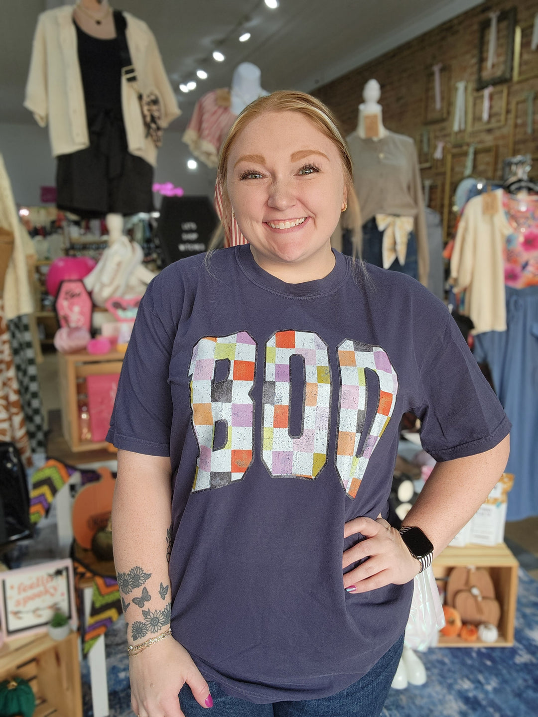 Checkered Boo Tee
