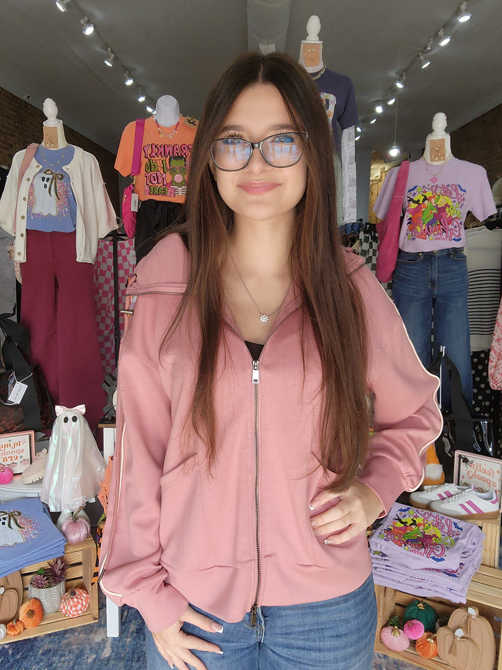 Mauve Full Zip Scuba Jacket