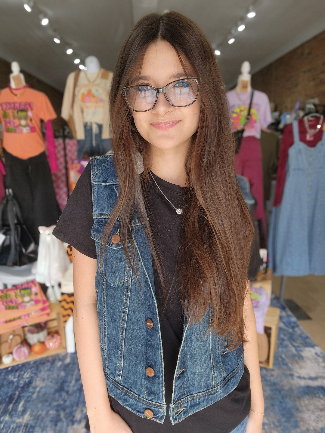 Denim Vest with Detachable Hood