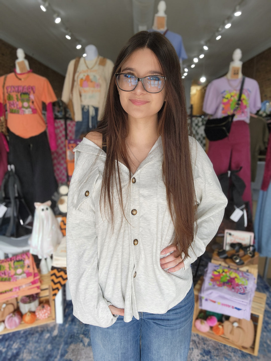Heathered Button Down Shacket