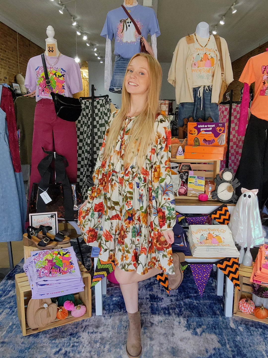 Fall Floral Tassel Dress