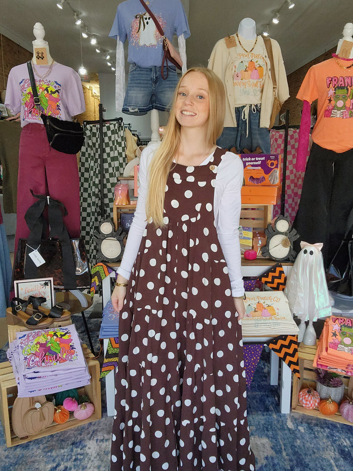 Polka Dot Wide Leg Overalls
