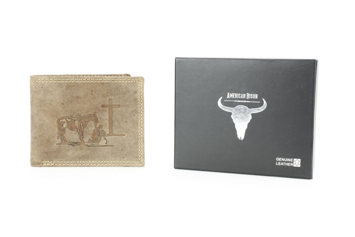 Men’s Bi-Fold Wallet with Praying Cowboy Emboss ABMWVT 02