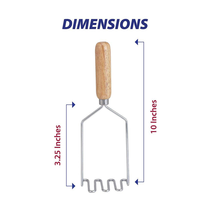 Extra-Long Potato Masher – Wooden Handle, Stainless Steel