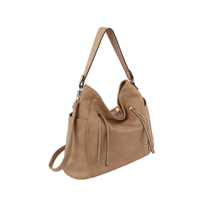 Front zipper detail trendy hobo shoulder bag