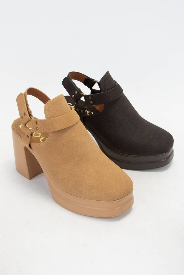 PALAZZO Slingback Cutout Platform Bootie Chunky Block Heel