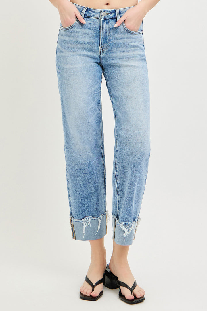 Risen Hi Rise Crop Cuffed Boyfriend