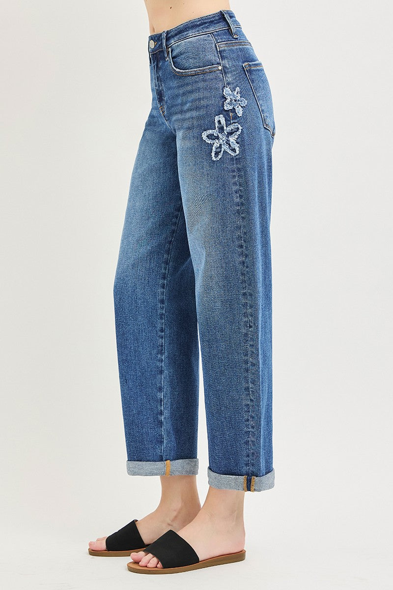 Risen Slouchy Crop Flower Patch Jeans