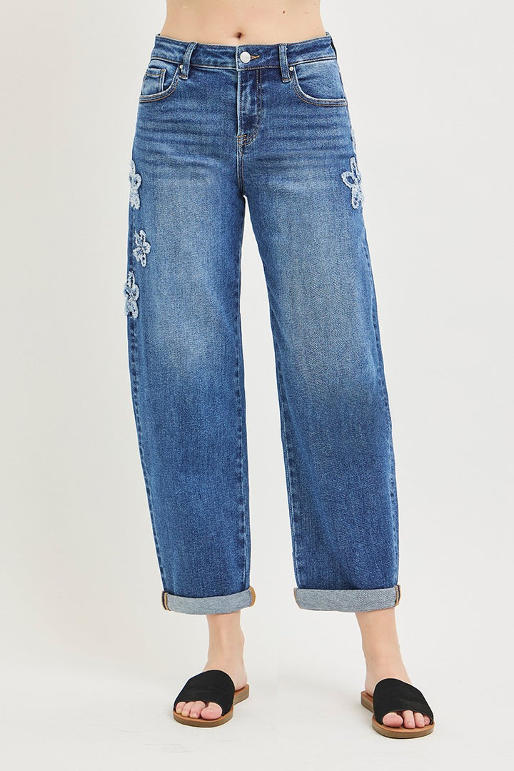 Risen Slouchy Crop Flower Patch Jeans