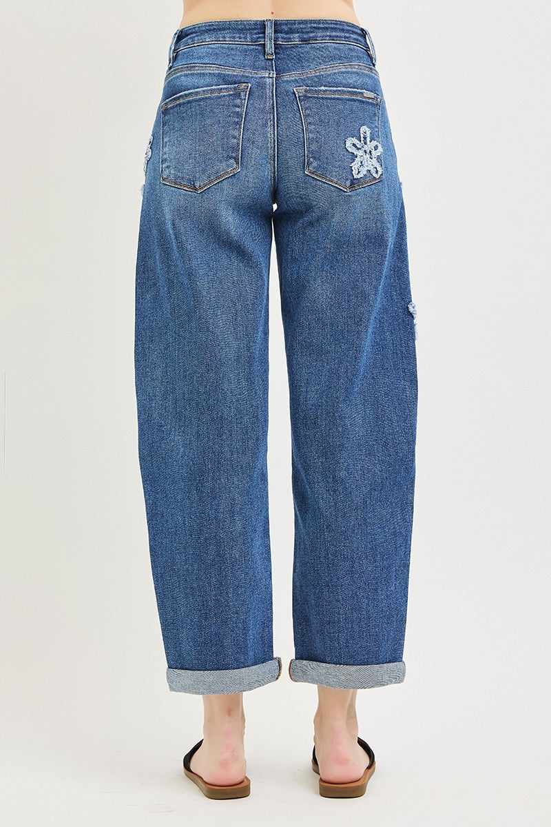 Risen Slouchy Crop Flower Patch Jeans
