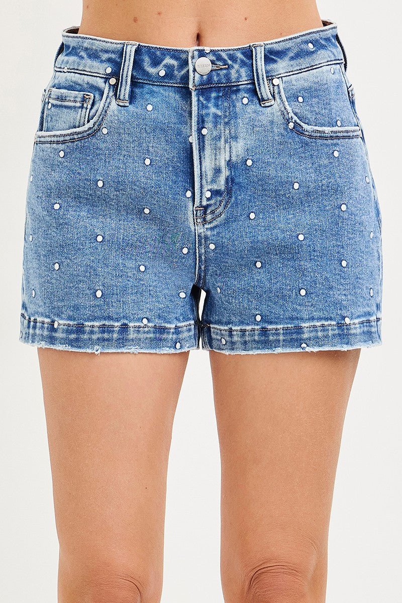 Risen Slouchy Embroidered Dot Shorts