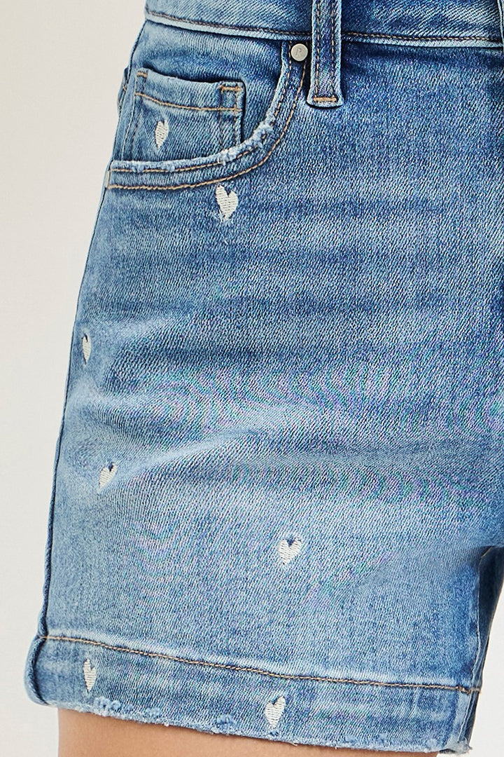 Risen Embroidered Heart Shorts