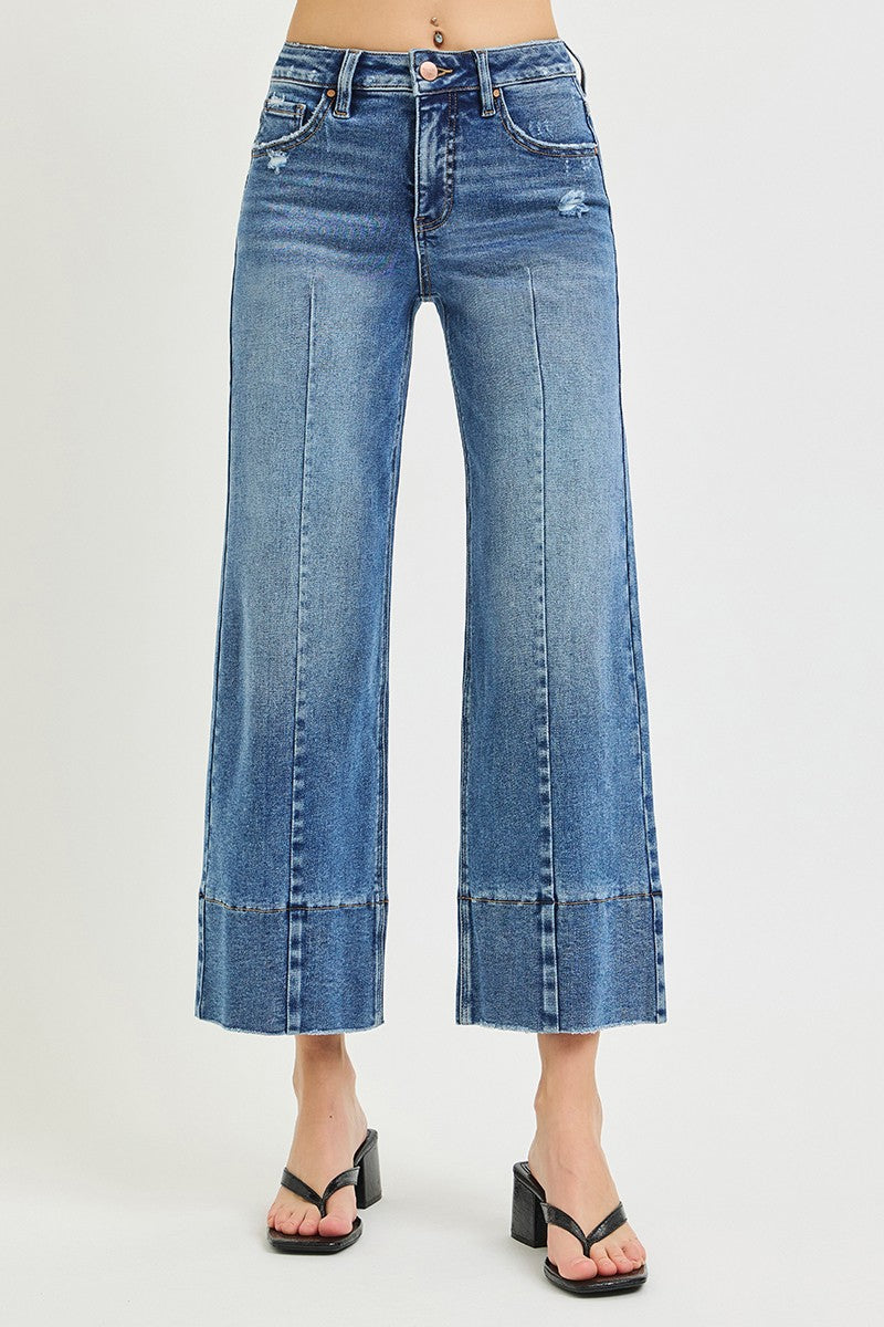 Risen Tummy Control Crop Seamed Jeans