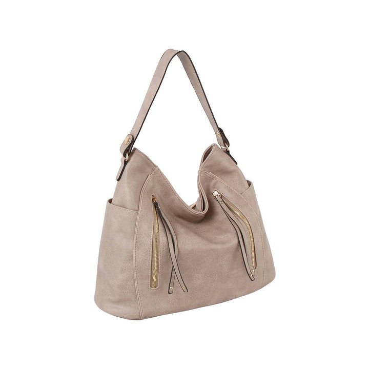 Front zipper detail trendy hobo shoulder bag