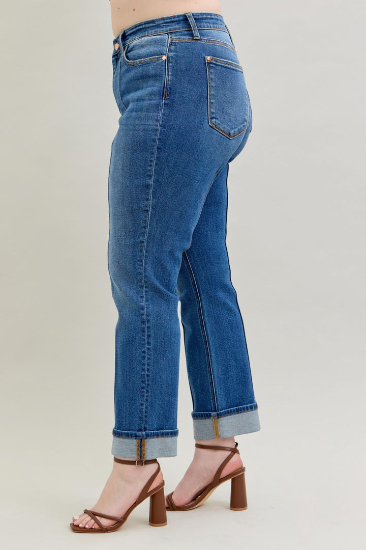 Judy Blue Hi Rise Front Seam Cuffed Straight