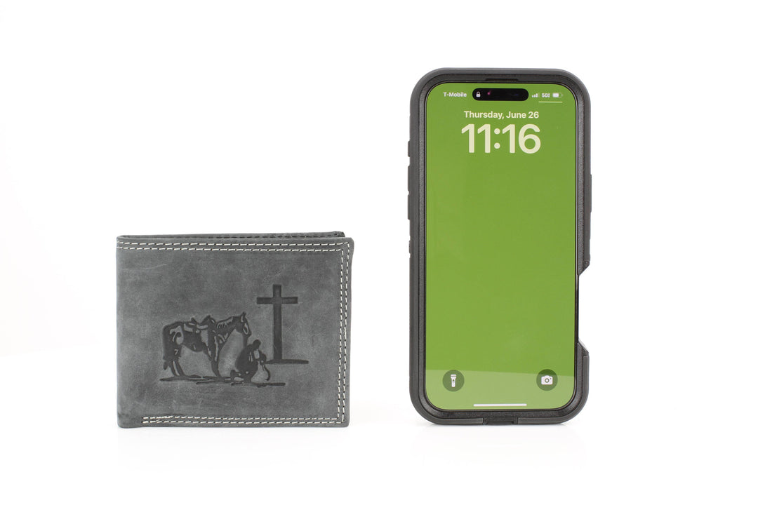 Men’s Bi-Fold Wallet with Praying Cowboy Emboss ABMWVT 02