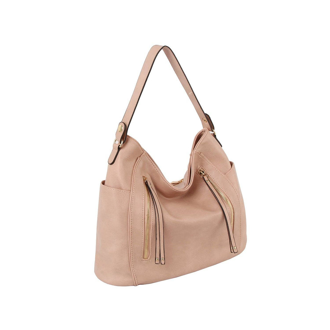 Front zipper detail trendy hobo shoulder bag