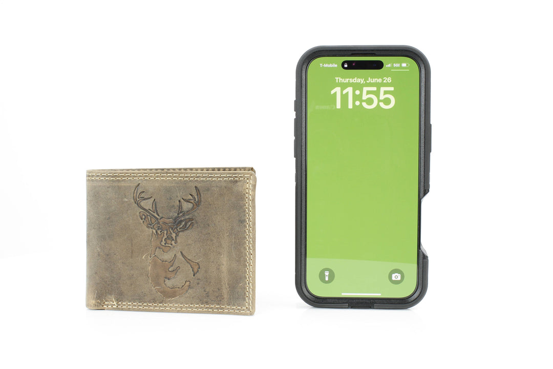 Men’s Bi-Fold Wallet with Deer Antler Emboss ABMWVT 03