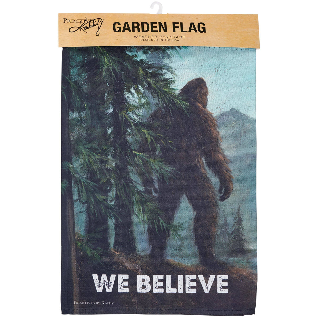 We Believe Bigfoot Garden Flag