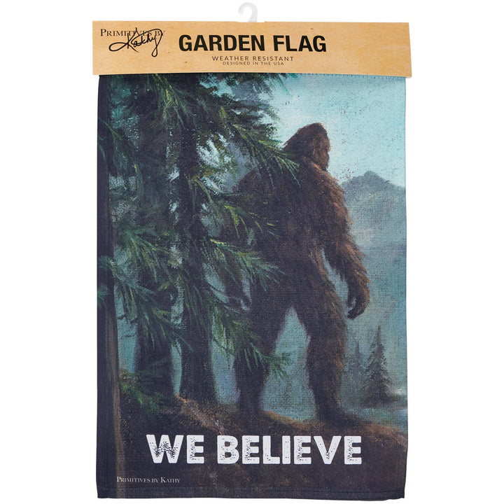 We Believe Bigfoot Garden Flag