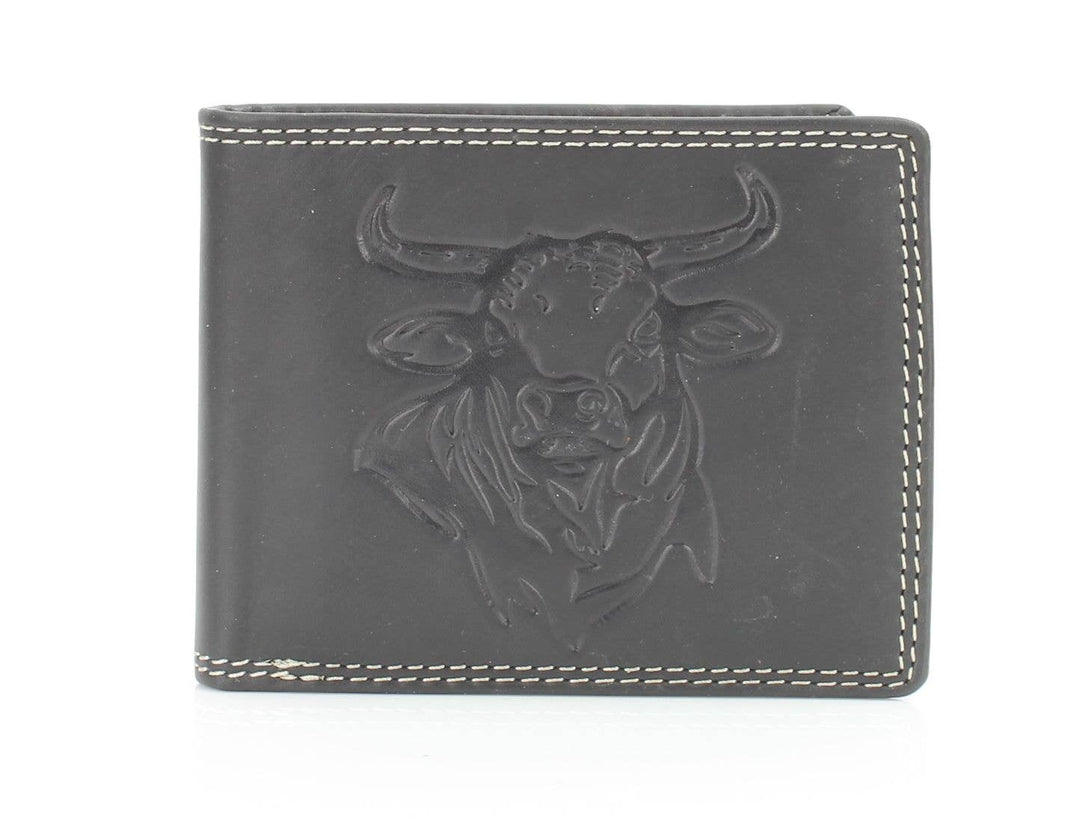 Oil Pull Up Embossed Steer Bifold Wallet ABB 006