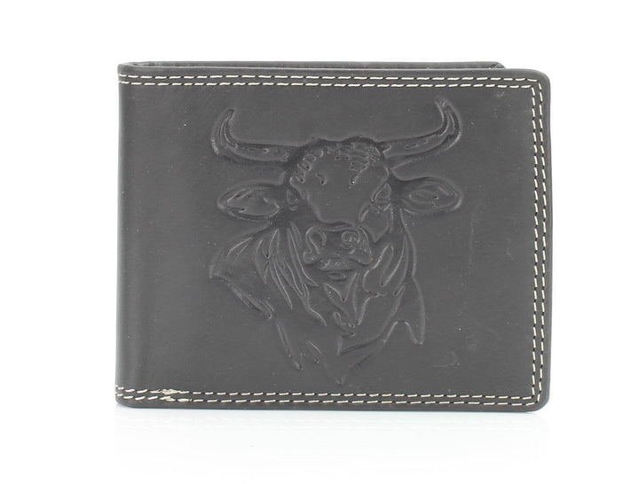 Oil Pull Up Embossed Steer Bifold Wallet ABB 006