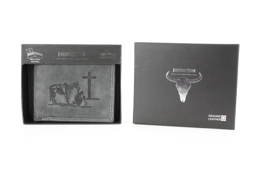 Men’s Bi-Fold Wallet with Praying Cowboy Emboss ABMWVT 02