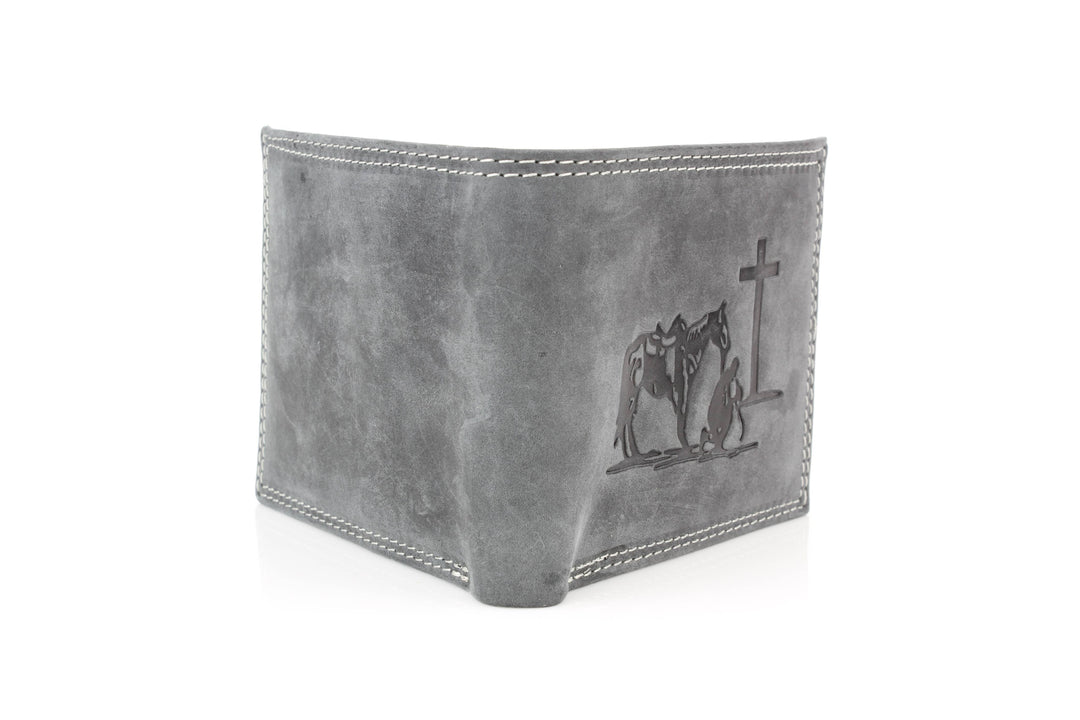 Men’s Bi-Fold Wallet with Praying Cowboy Emboss ABMWVT 02