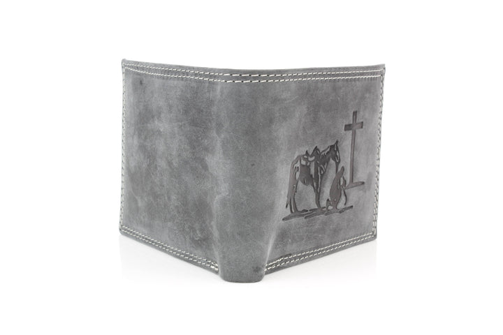 Men’s Bi-Fold Wallet with Praying Cowboy Emboss ABMWVT 02