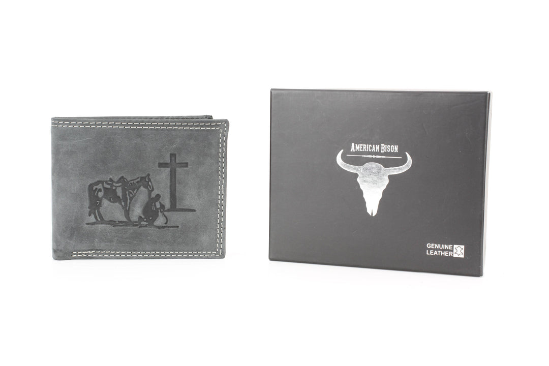 Men’s Bi-Fold Wallet with Praying Cowboy Emboss ABMWVT 02