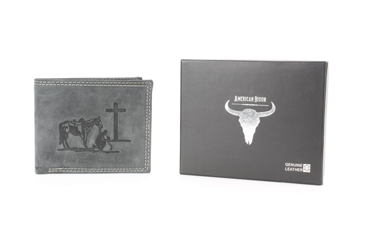 Men’s Bi-Fold Wallet with Praying Cowboy Emboss ABMWVT 02